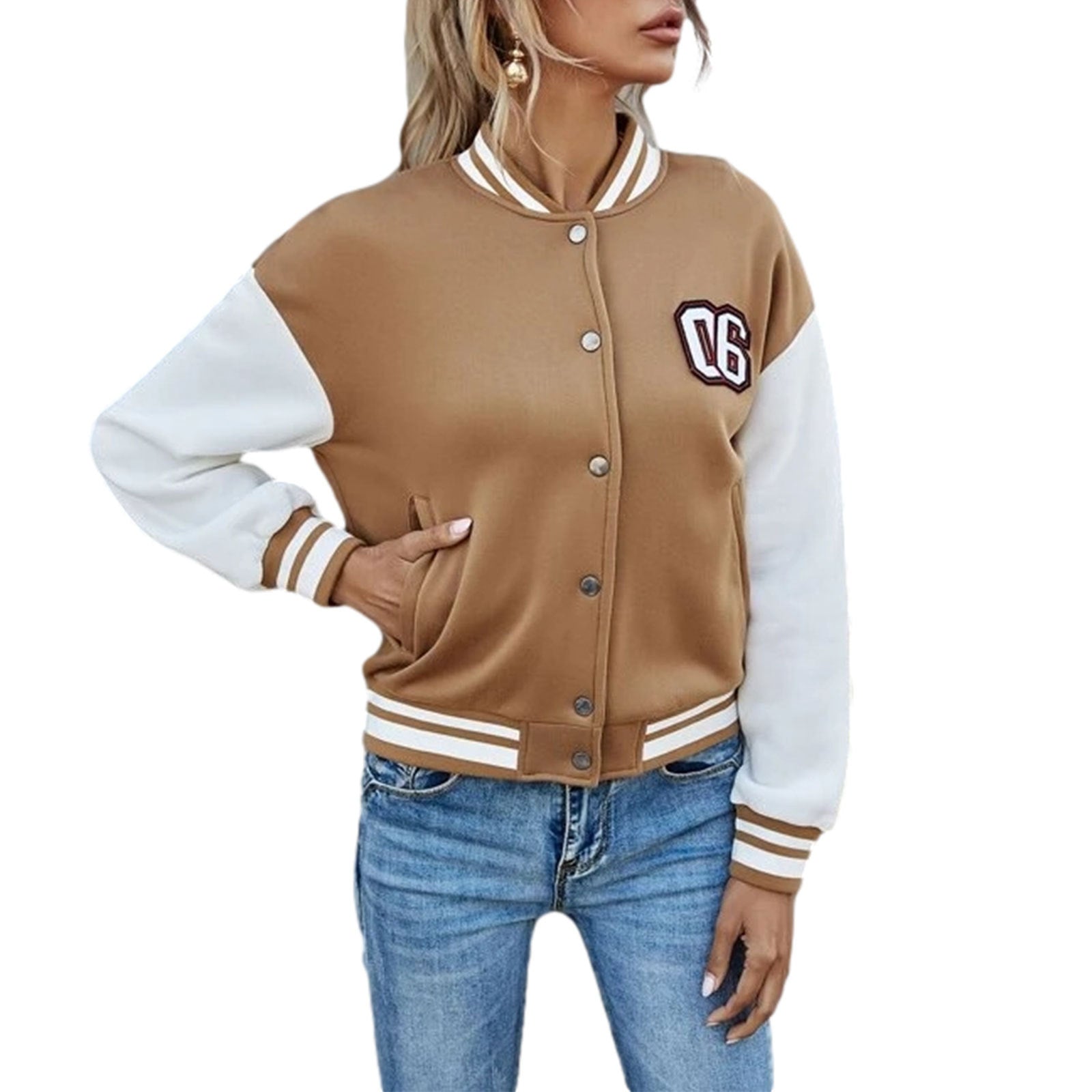 Retro Patchwork Leather Sleeve Varsity Jacket