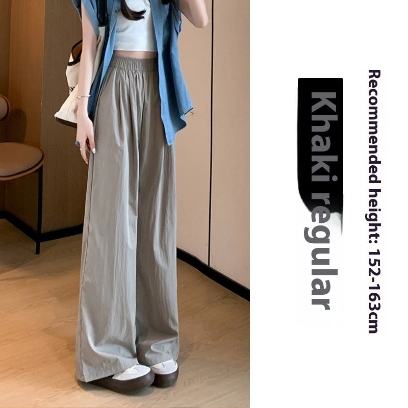 High Waist Drooping Straight Pleated Cotton And Linen Casual Pants