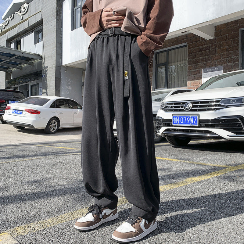 Retro Men's Loose Retro Elastic Belt Pants