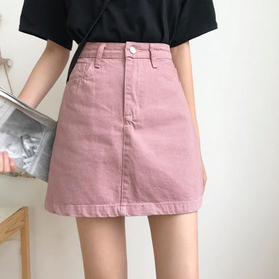 Black Denim Skirt High Waist A-line Skirt