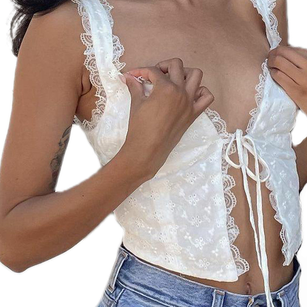 Women's Solid Lace Strap Tank Top