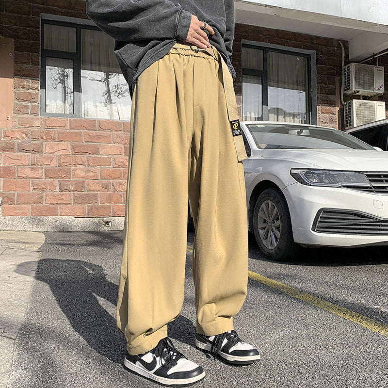 Retro Men's Loose Retro Elastic Belt Pants