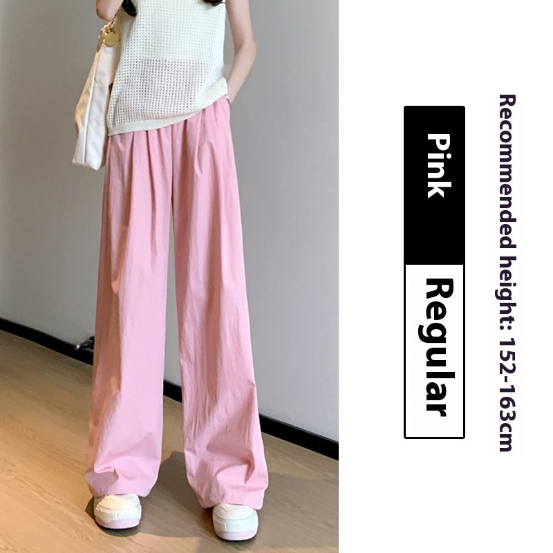 High Waist Drooping Straight Pleated Cotton And Linen Casual Pants