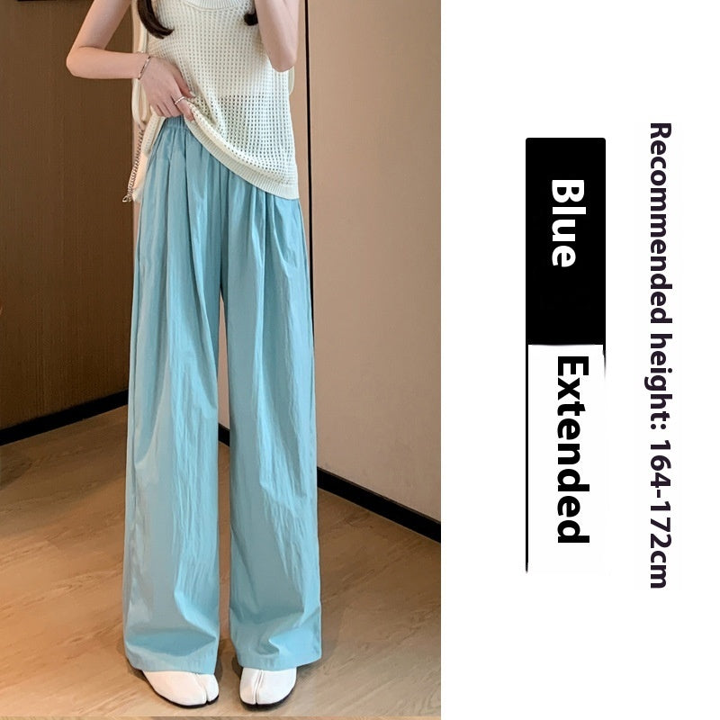 High Waist Drooping Straight Pleated Cotton And Linen Casual Pants