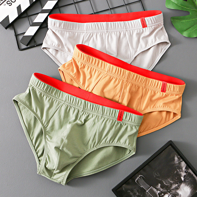 Pure Color Cotton Triangle Low Waist Breathable Men's Underwear Triangle