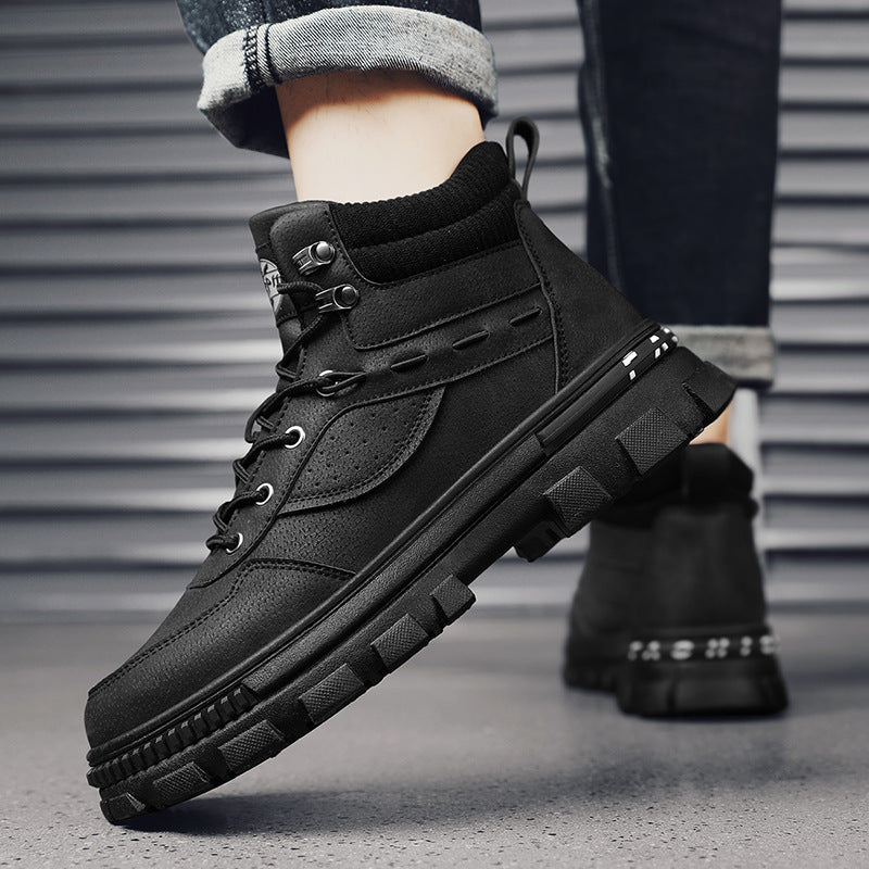 British Style Retro Trendy Workwear Thick-soled Non-slip Wear-resistant High-top Martin Boots