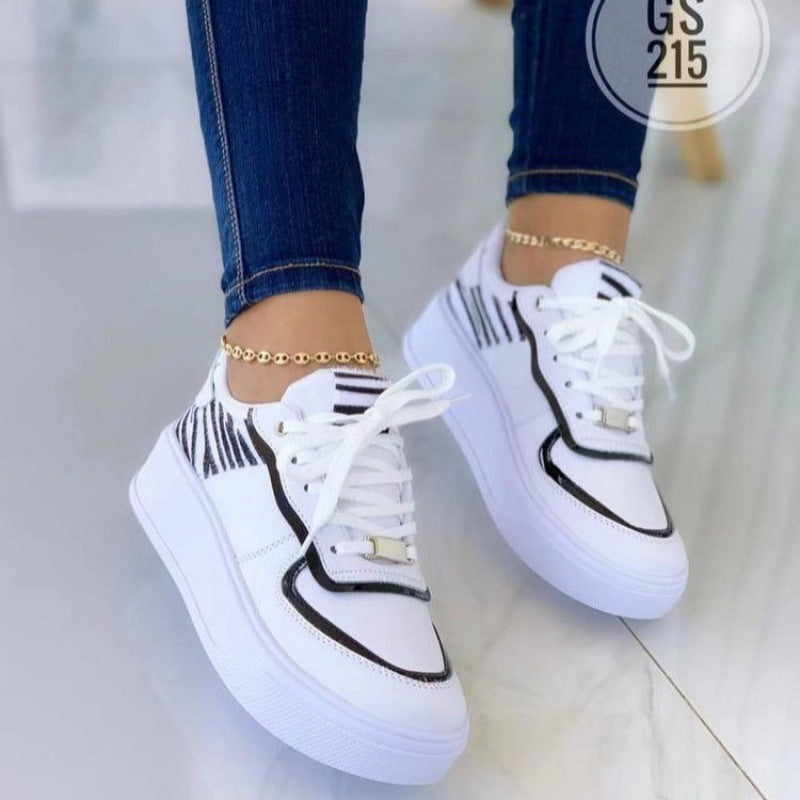 Autumn New European And American Color Matching Platform Lace-up Comfortable Sports Casual Women's Sneakers