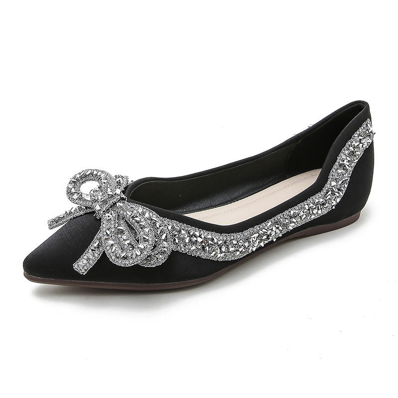 Spring And Autumn New Evening Style Flat Gentle Diamond Shoes