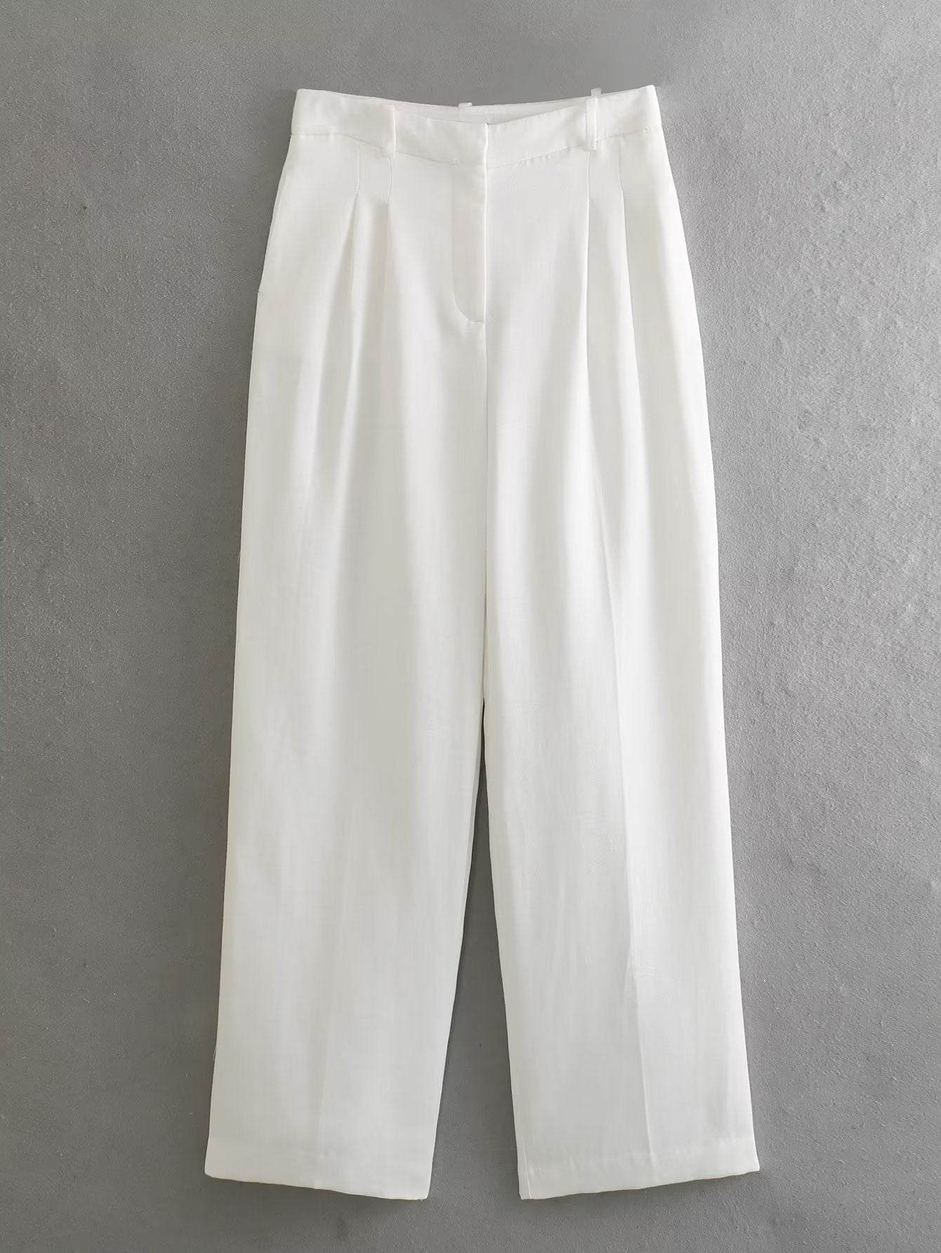 Women's Pleated Decorative High Waist Wide Leg Pants Hanging Collar Vest