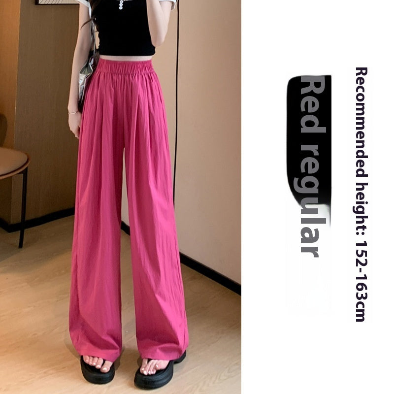 High Waist Drooping Straight Pleated Cotton And Linen Casual Pants