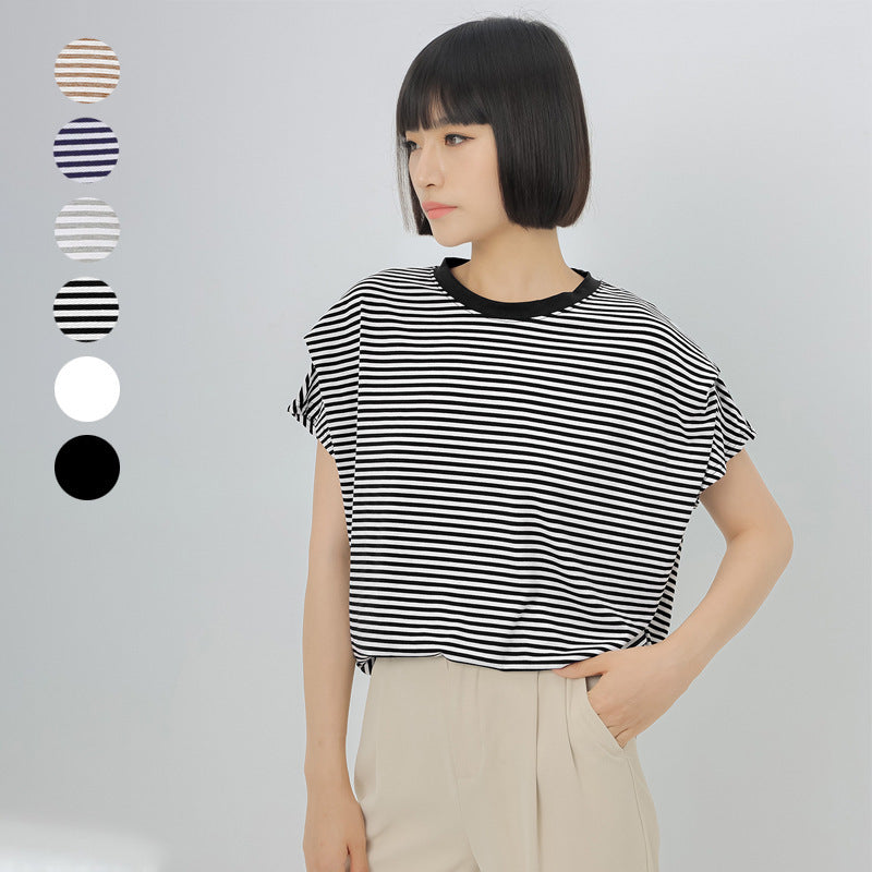 Summer Stripes T-shirt Women's Cotton Loose