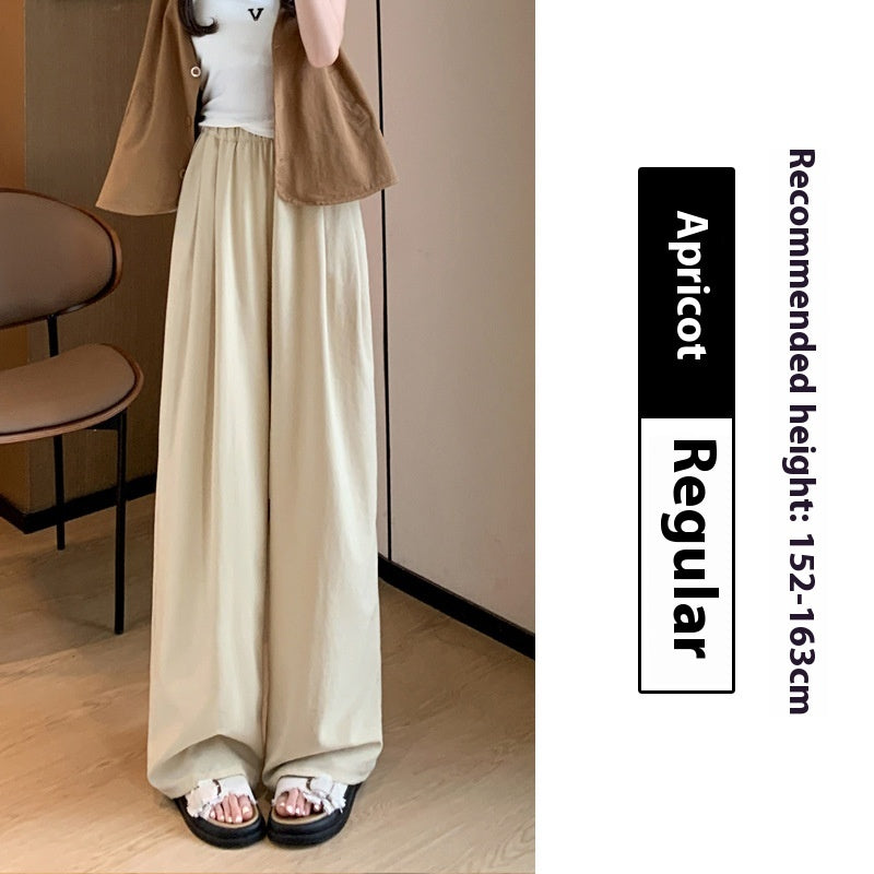 High Waist Drooping Straight Pleated Cotton And Linen Casual Pants