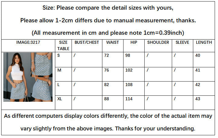 Women's Sequined Heavy Industry High Waist Slimming Denim Skirt