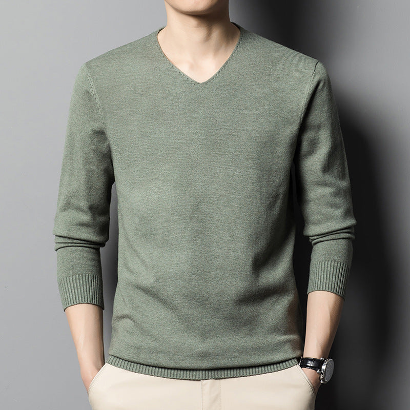 Business Low V-neck Men's Autumn Bottoming Shirt Inner Knitted Sweater