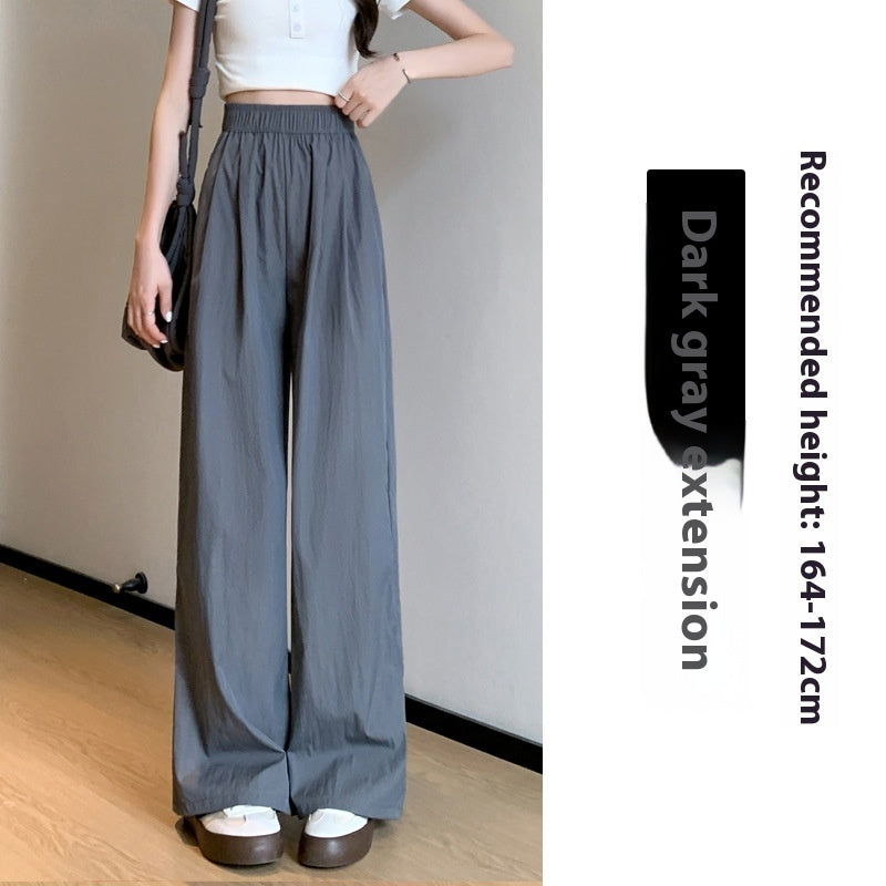 High Waist Drooping Straight Pleated Cotton And Linen Casual Pants