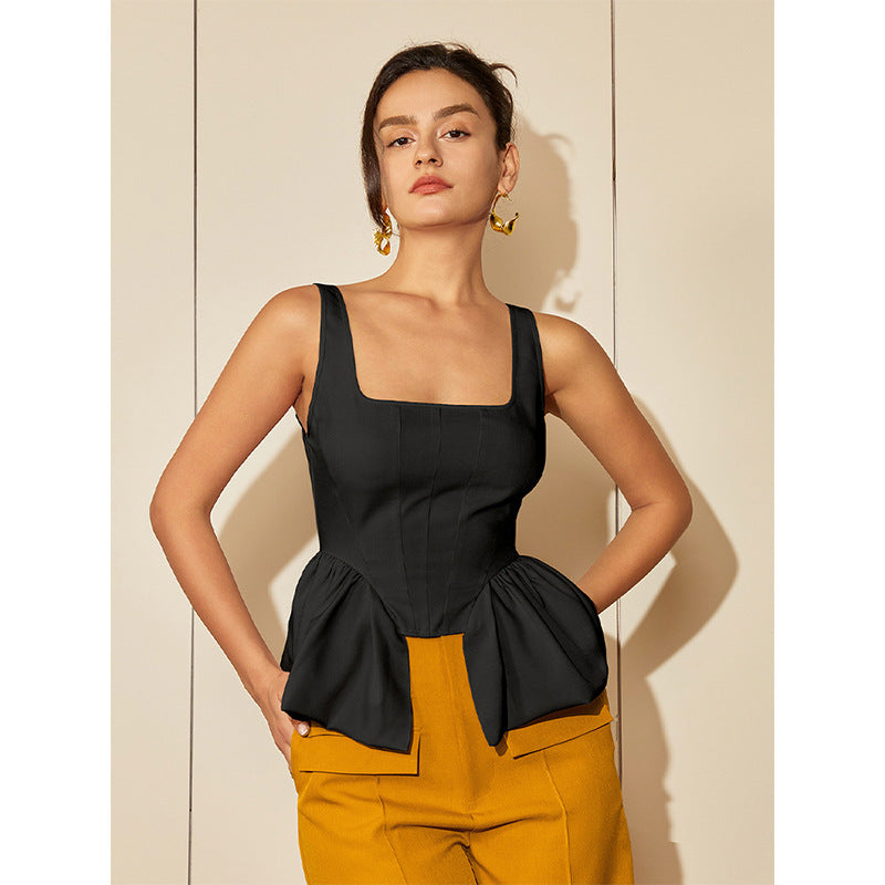 Women's Top Shirt Square Collar Irregular Spaghetti-strap Vest