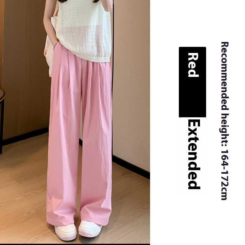 High Waist Drooping Straight Pleated Cotton And Linen Casual Pants