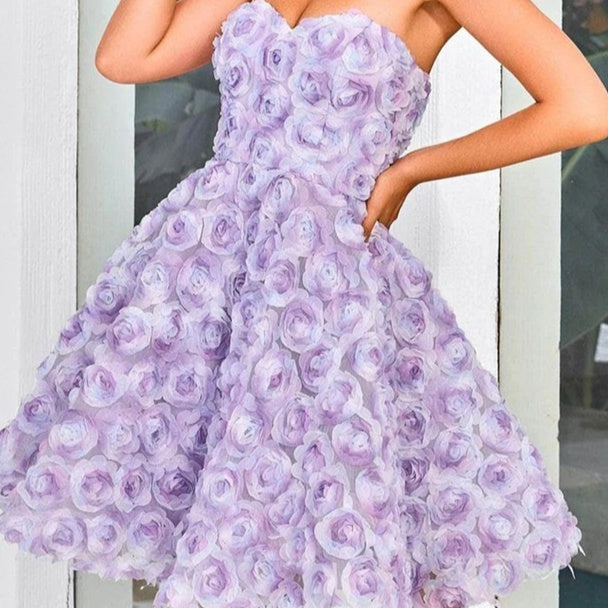 Purple Tube Top Flower Dress Women