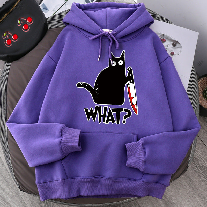 Killer Black Cat Surprised Hoodies Male