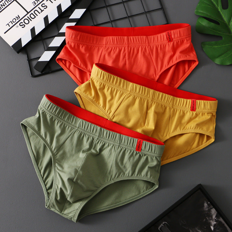 Pure Color Cotton Triangle Low Waist Breathable Men's Underwear Triangle