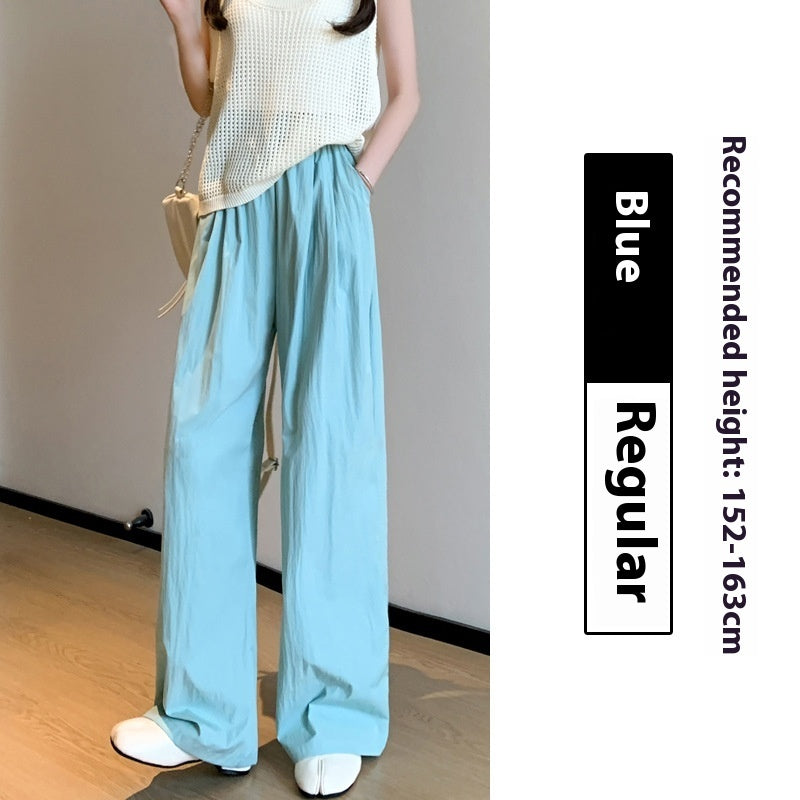 High Waist Drooping Straight Pleated Cotton And Linen Casual Pants