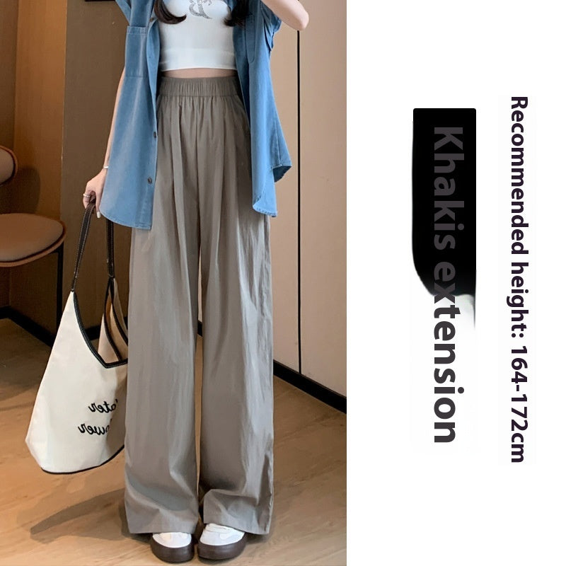 High Waist Drooping Straight Pleated Cotton And Linen Casual Pants