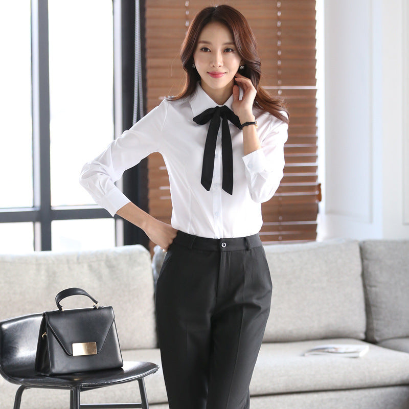 Women's Long Sleeve Slim Fit Slimming Half Sleeve Work Clothes Plus Size Shirt