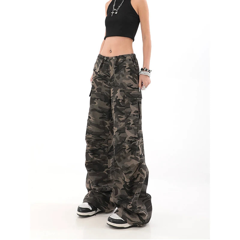 American Retro Camouflage Cargo Pants Women's Summer Loose