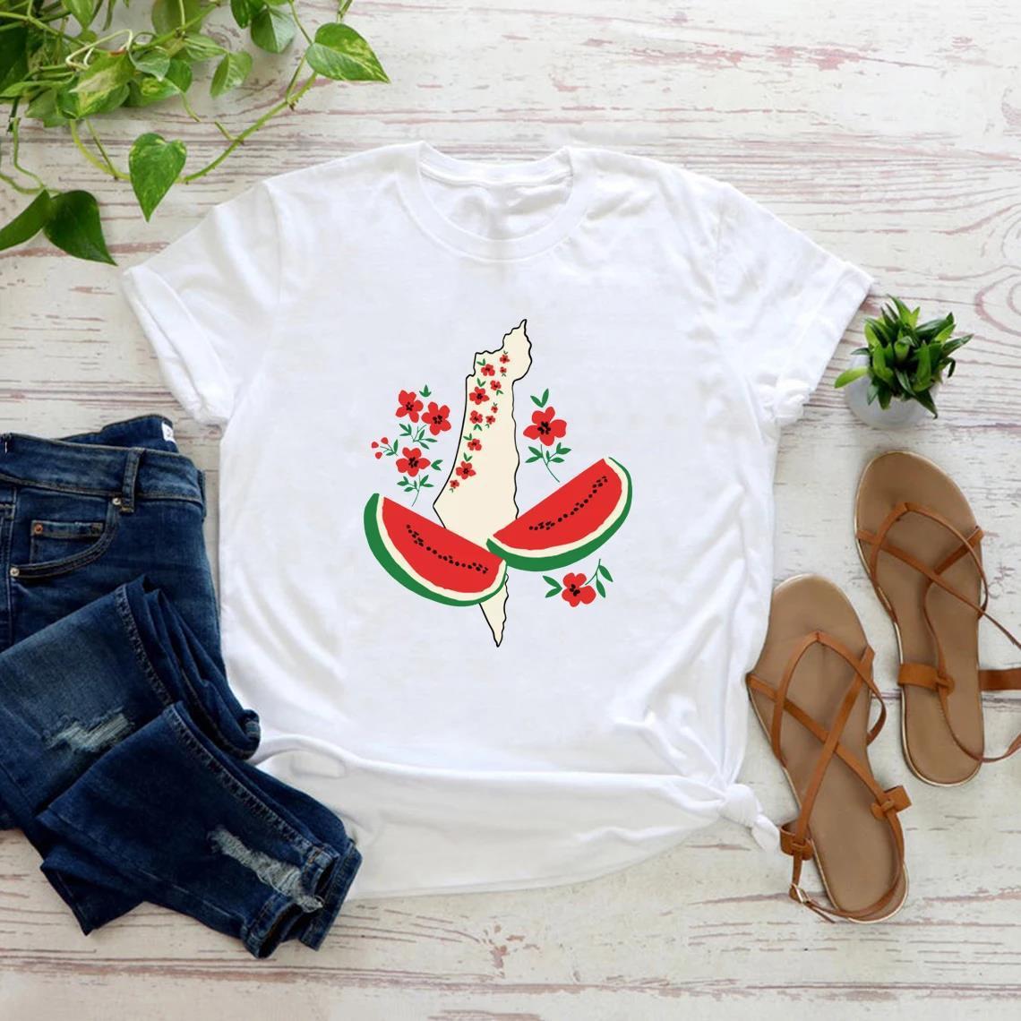 Pullover European And American Style Street Fashion Watermelon Printing Short Sleeve