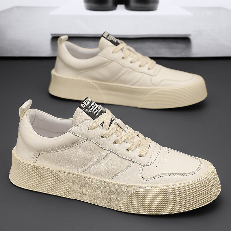 Men's Breathable Leather Shoes Trendy Platform Sports