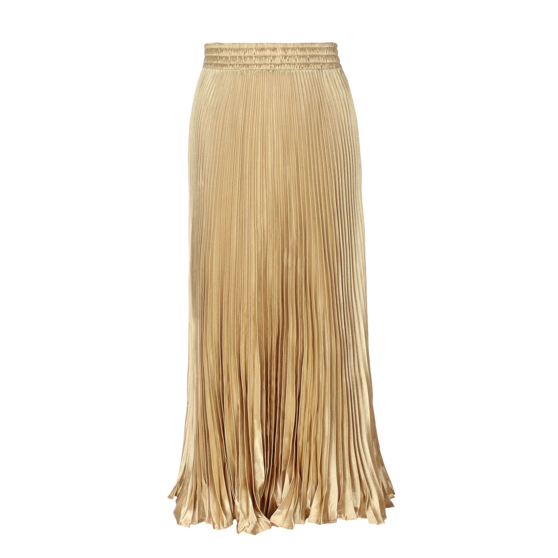 Satin Metallic Organ Pleated Skirt