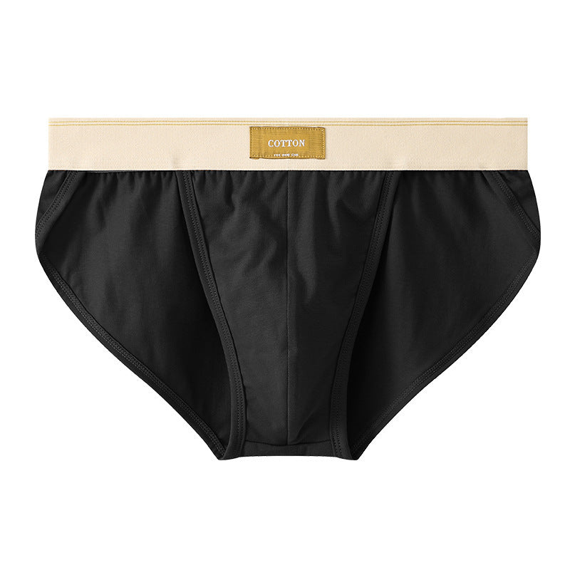 Loose Men's Solid Color Cotton Briefs