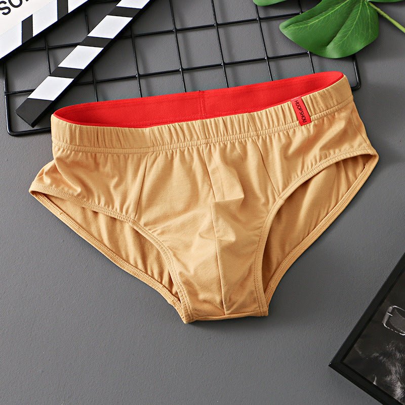 Pure Color Cotton Triangle Low Waist Breathable Men's Underwear Triangle