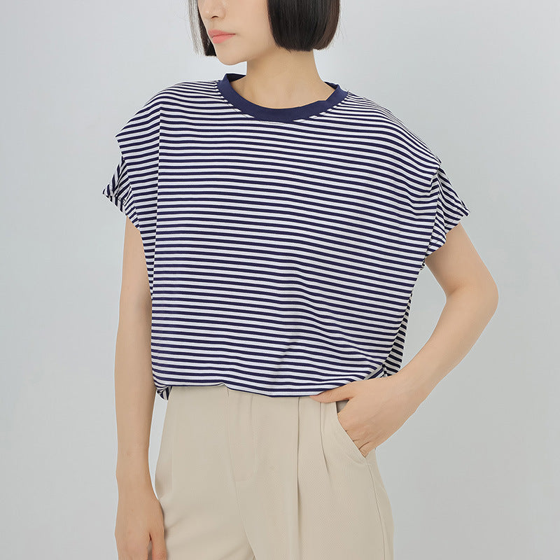 Summer Stripes T-shirt Women's Cotton Loose