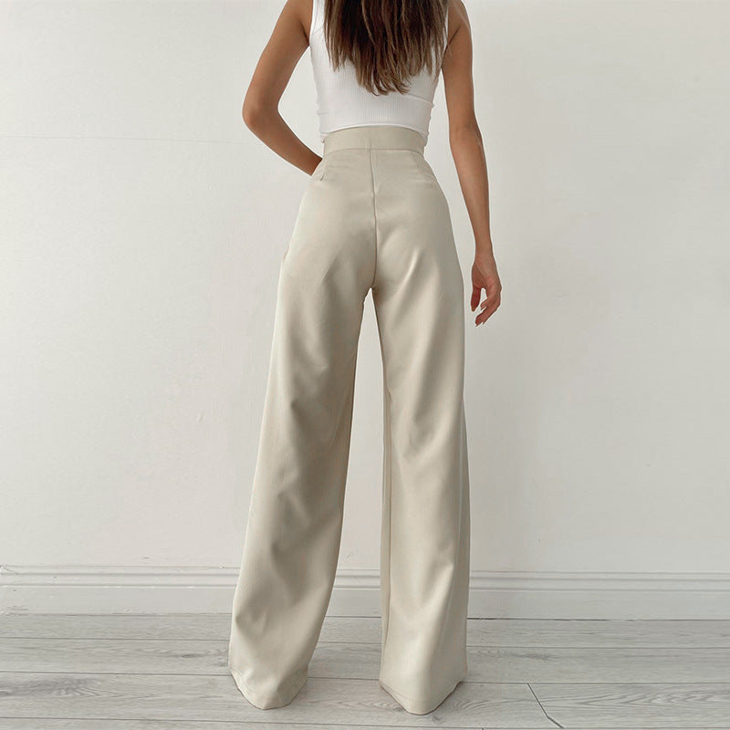 High Waist Trousers Loose Straight Wide Leg