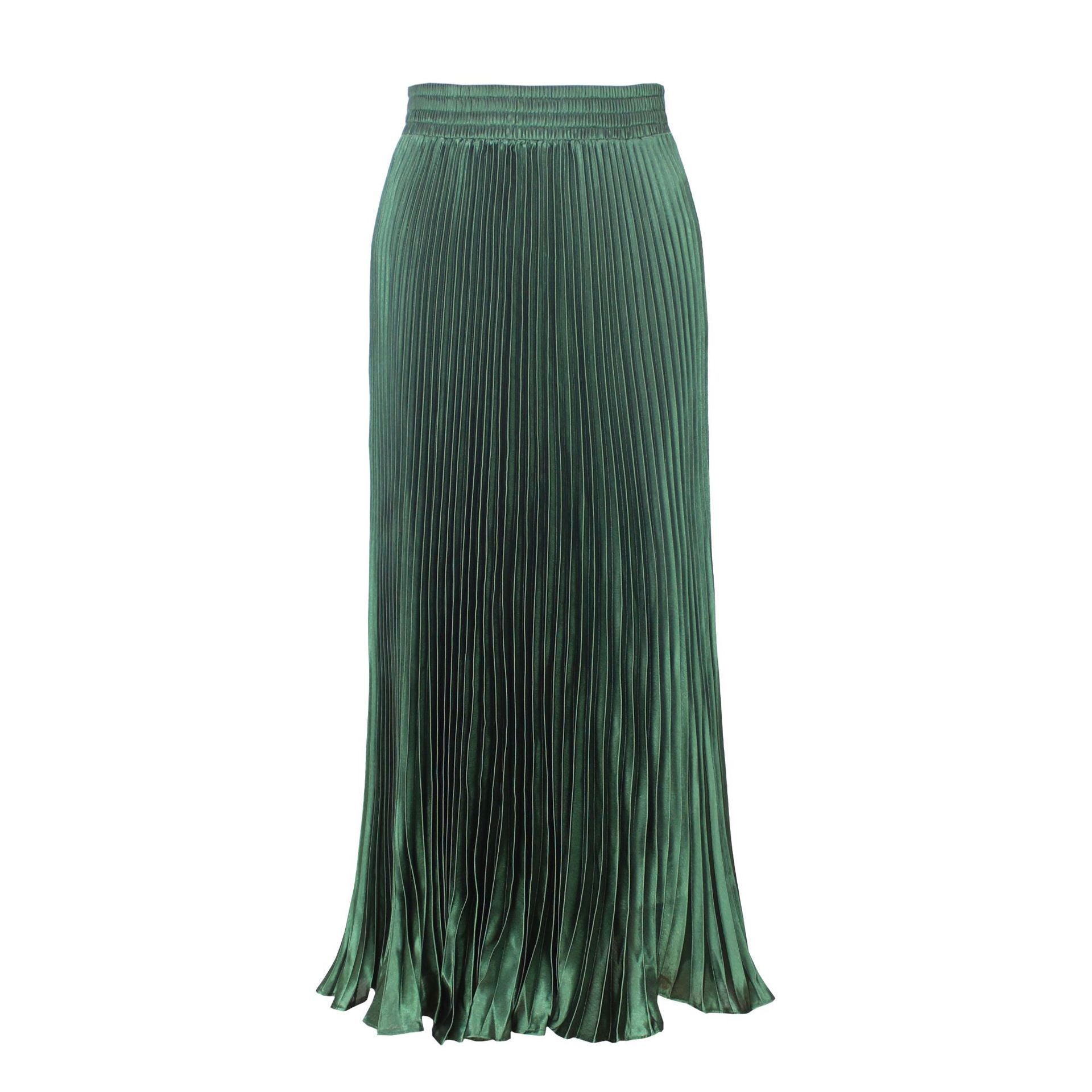 Satin Metallic Organ Pleated Skirt