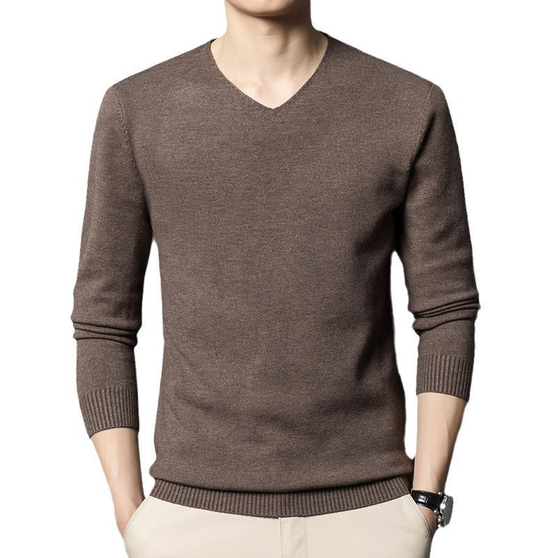 Business Low V-neck Men's Autumn Bottoming Shirt Inner Knitted Sweater