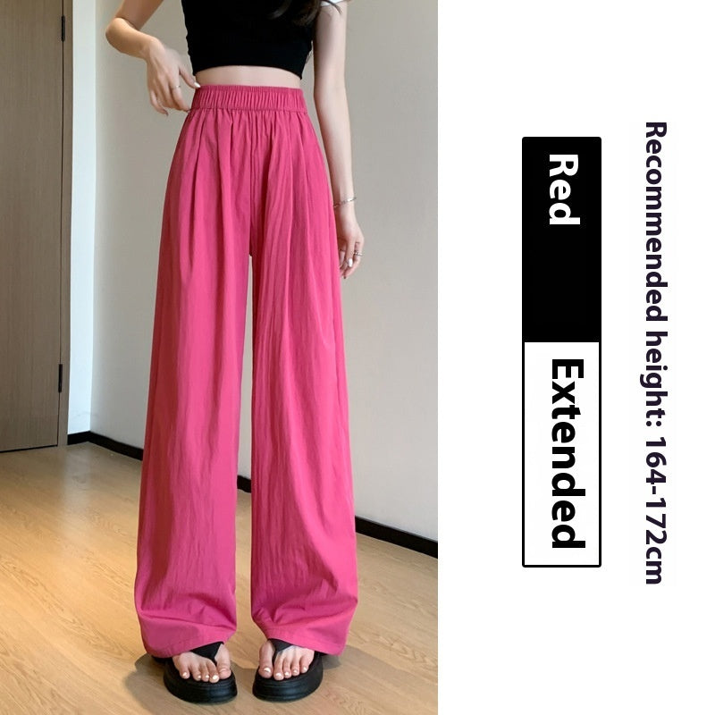 High Waist Drooping Straight Pleated Cotton And Linen Casual Pants