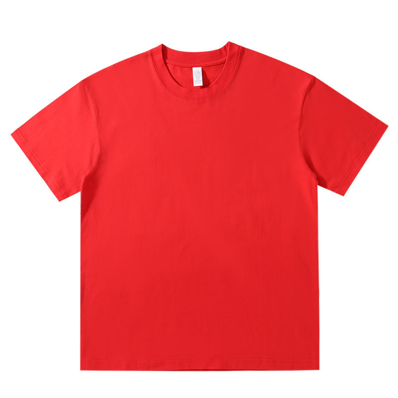 220g Round Neck Solid Color T-shirt Cotton Half Sleeve