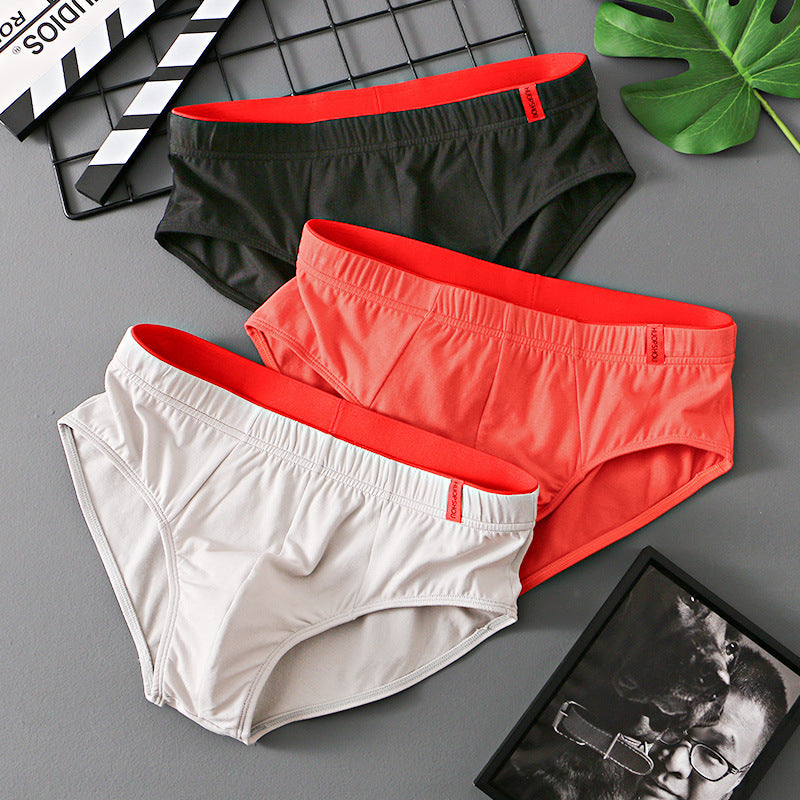 Pure Color Cotton Triangle Low Waist Breathable Men's Underwear Triangle