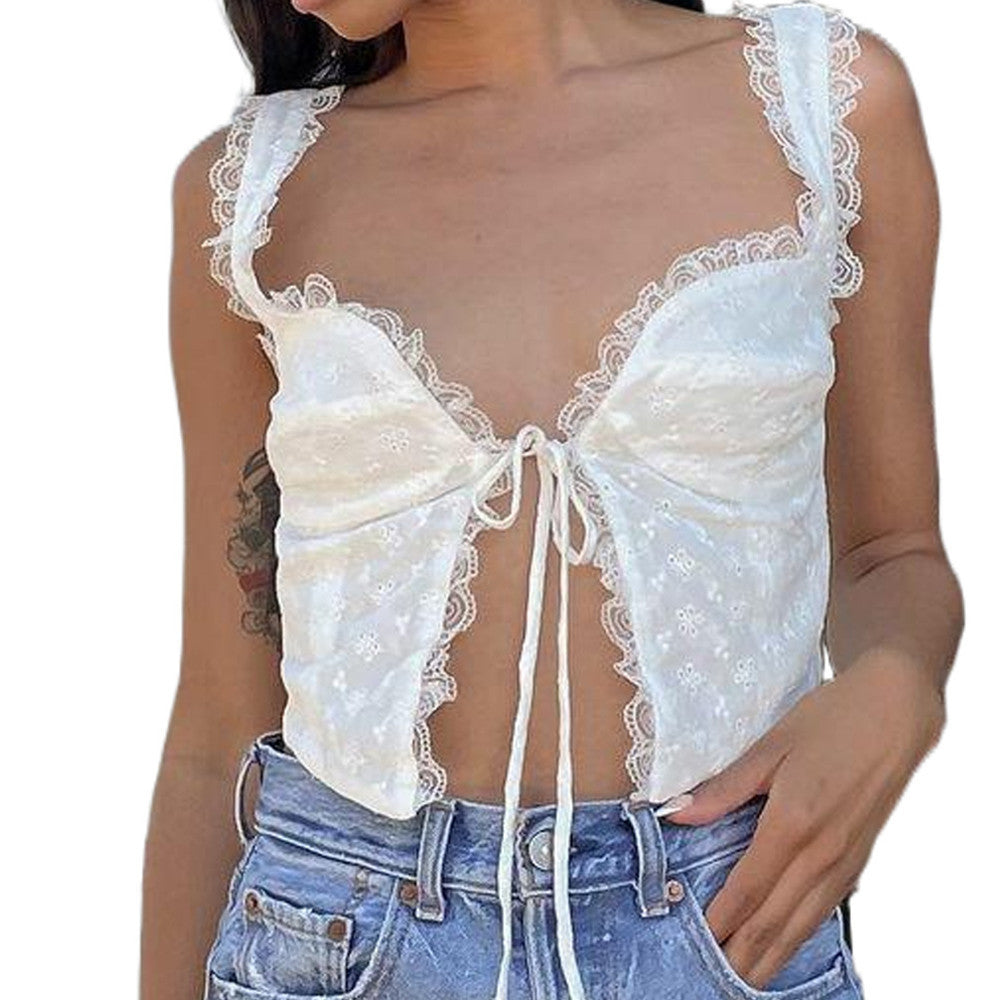 Women's Solid Lace Strap Tank Top