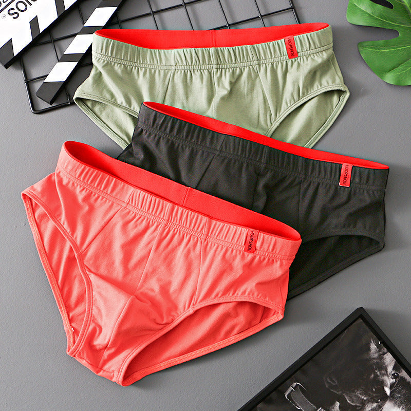 Pure Color Cotton Triangle Low Waist Breathable Men's Underwear Triangle