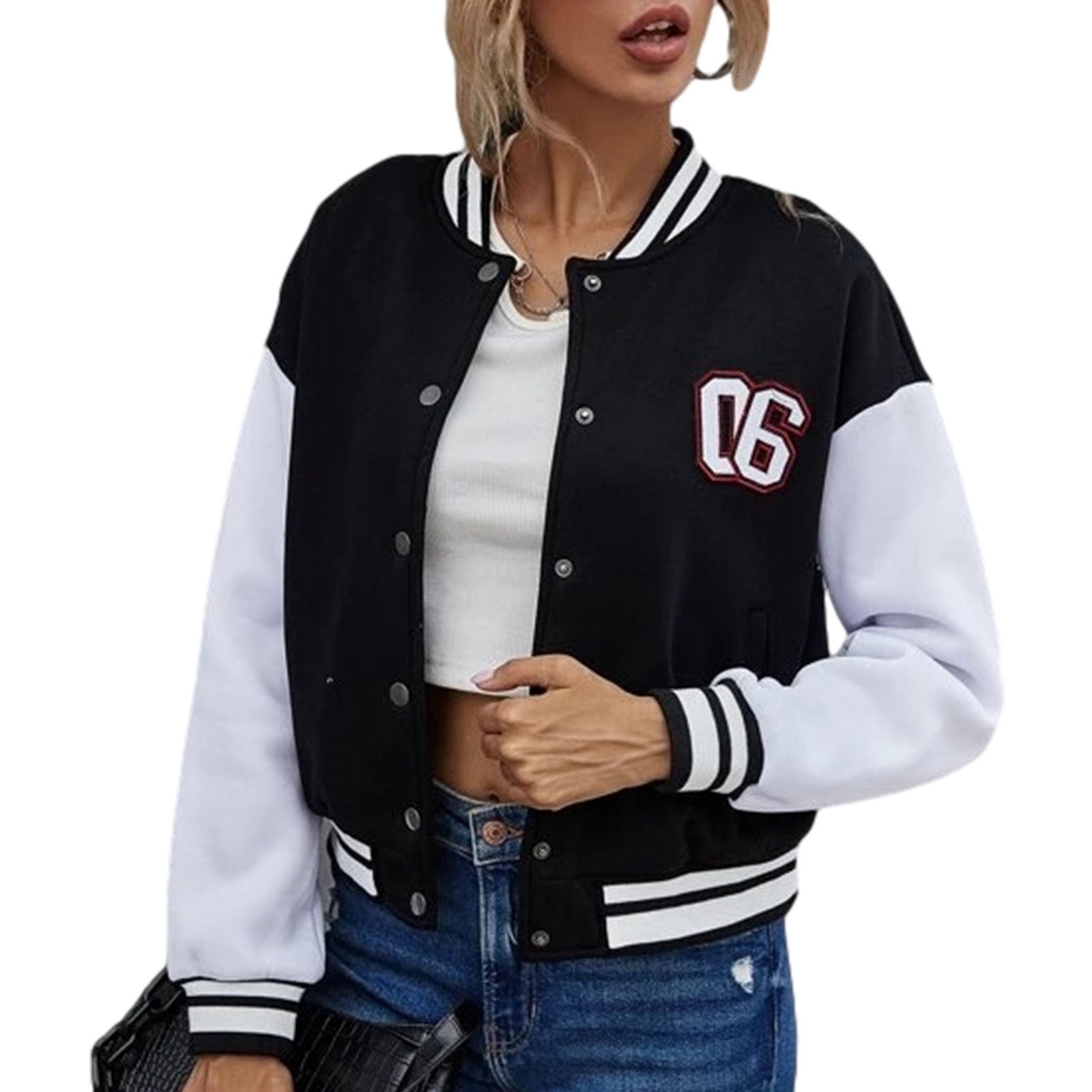 Retro Patchwork Leather Sleeve Varsity Jacket