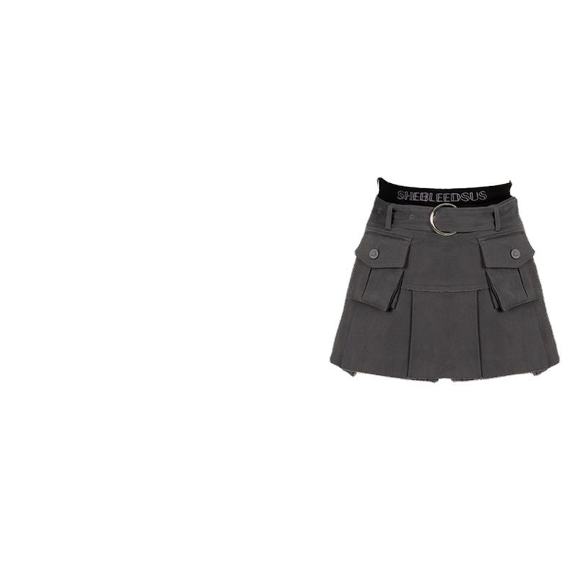 Pleated Mini Skirt with Belt