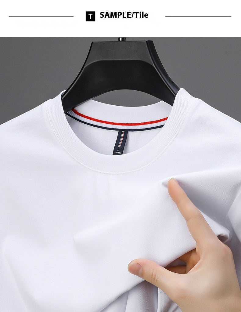 Round Neck Short Sleeve Men's T-shirt Casual Mercerized Cotton Bottoming Shirt