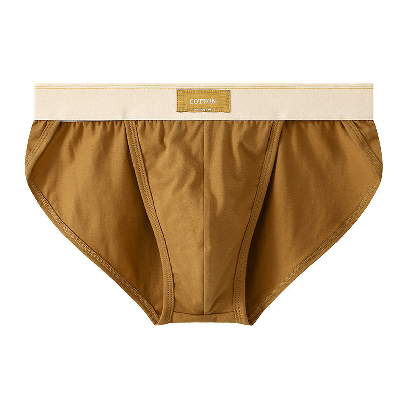 Loose Men's Solid Color Cotton Briefs