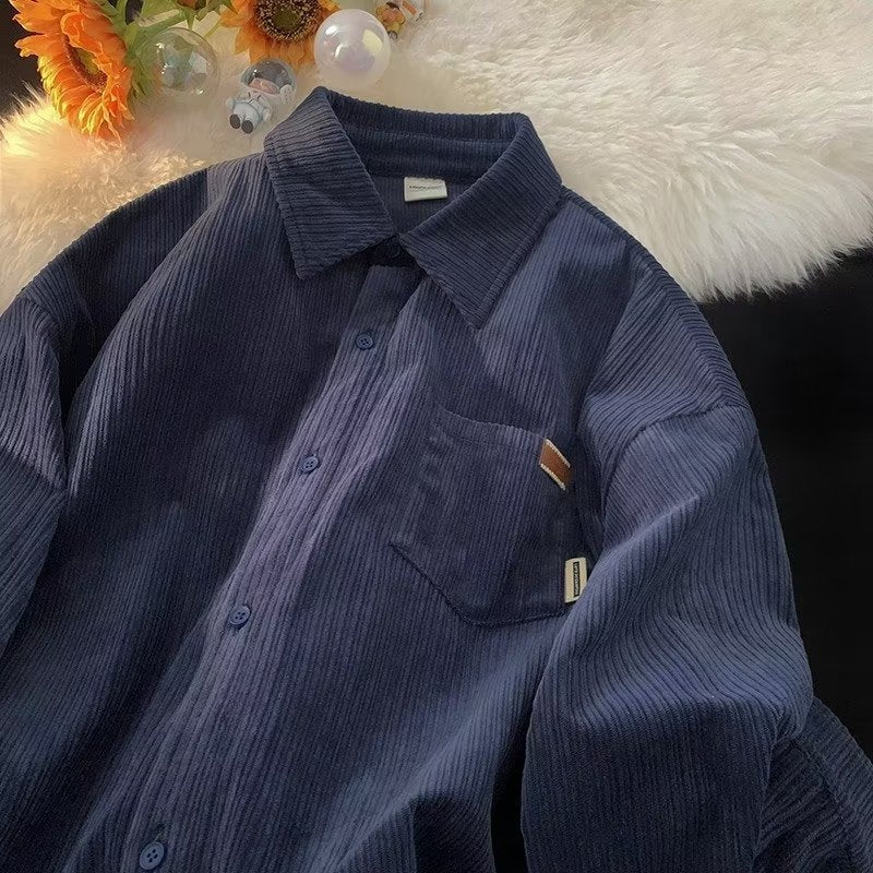 Long Sleeve Shirt Men And Women Autumn Loose Retro Trendy All-matching Casual Shirt Coat