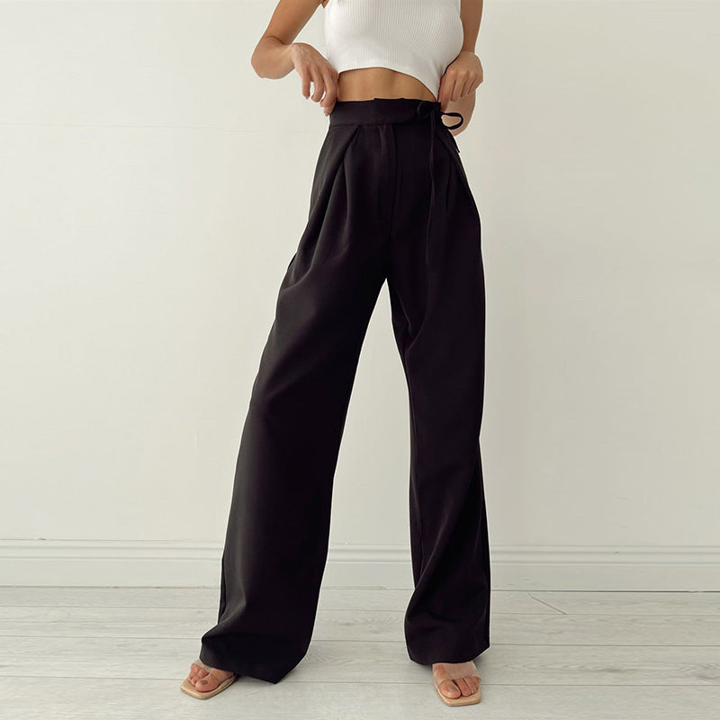 High Waist Trousers Loose Straight Wide Leg