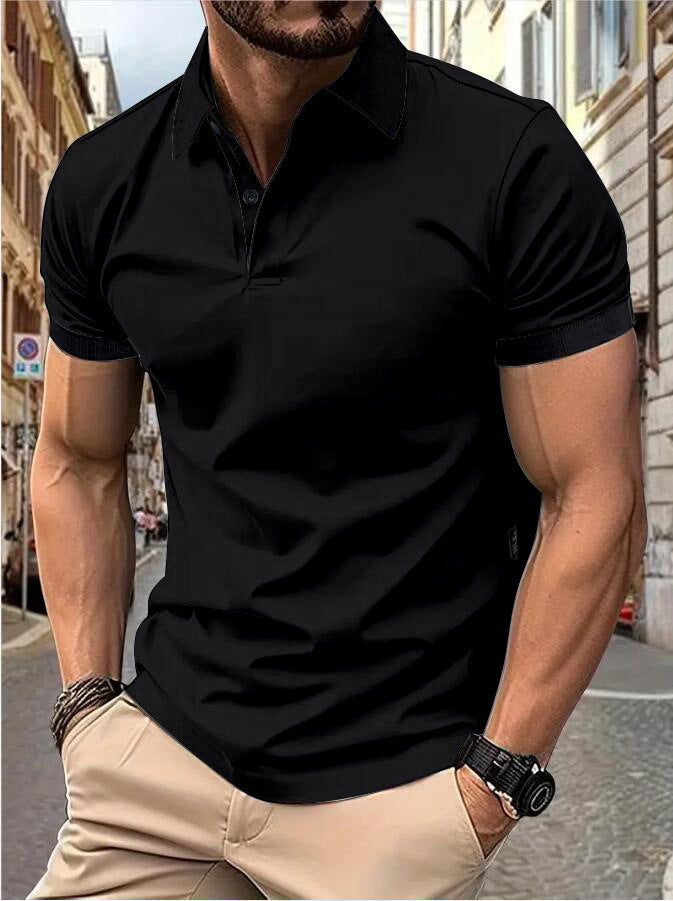 Men's New Summer Solid Color Slim Short-sleeved Tops