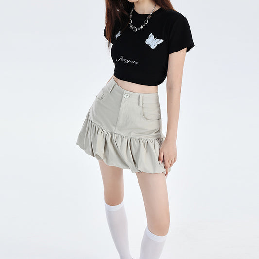 High Waist Slimming A- Line Casual Skirt